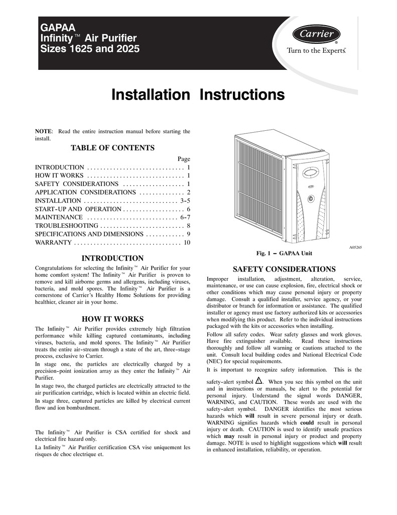 carrier xpression installation manual